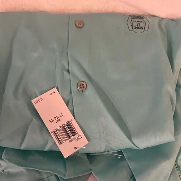 Van Huseun Teal Flex Collar Dress Shirt Size XL- 17 35/35 - Picture 4 of 8